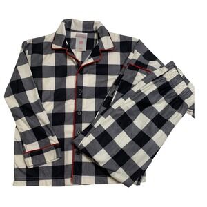 Wonderkids‎ Boys Girls Buffalo Plaid Pajama Set Size 6 Sleepwear Red Trim